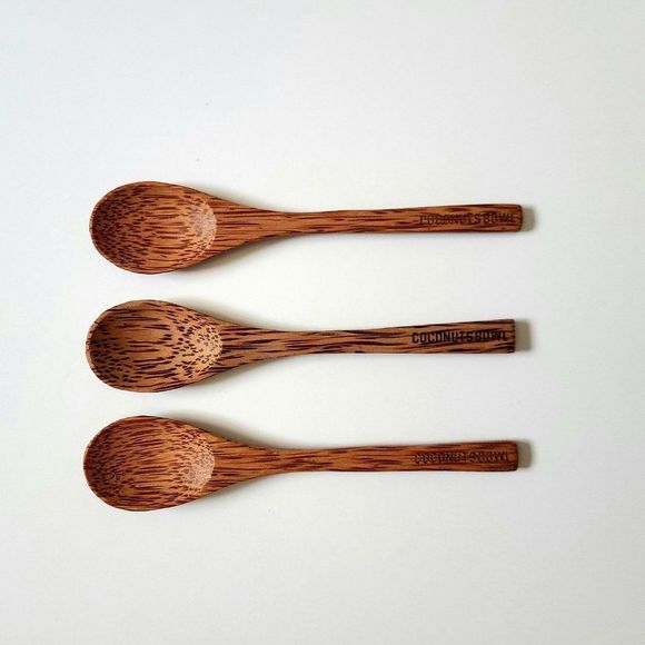 Coconut Spoons-Set of 3, Handmade, natural, eco friendly - Picture 2 of 4